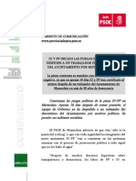 Comunicado del gabinete de comunicación del PSOE de Jaén