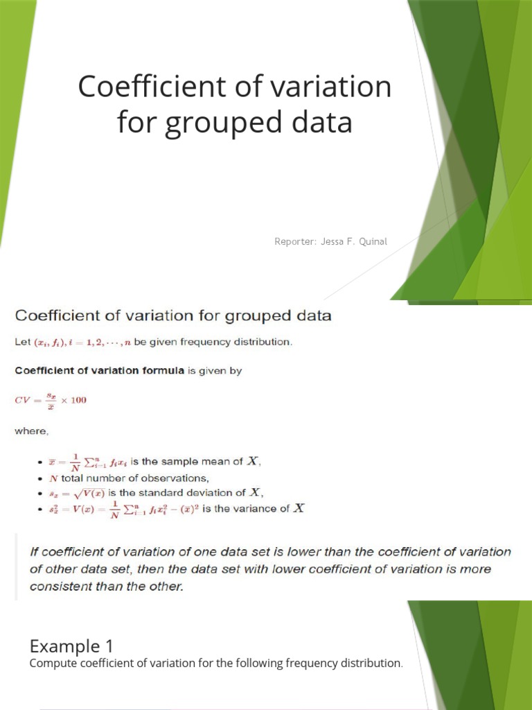 Coefficient of Variation For Grouped Data | PDF