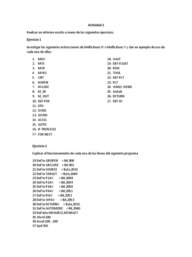 Ejercicios de Melfa Basic IV y V | PDF | Ingeniería de software | Flujo ...