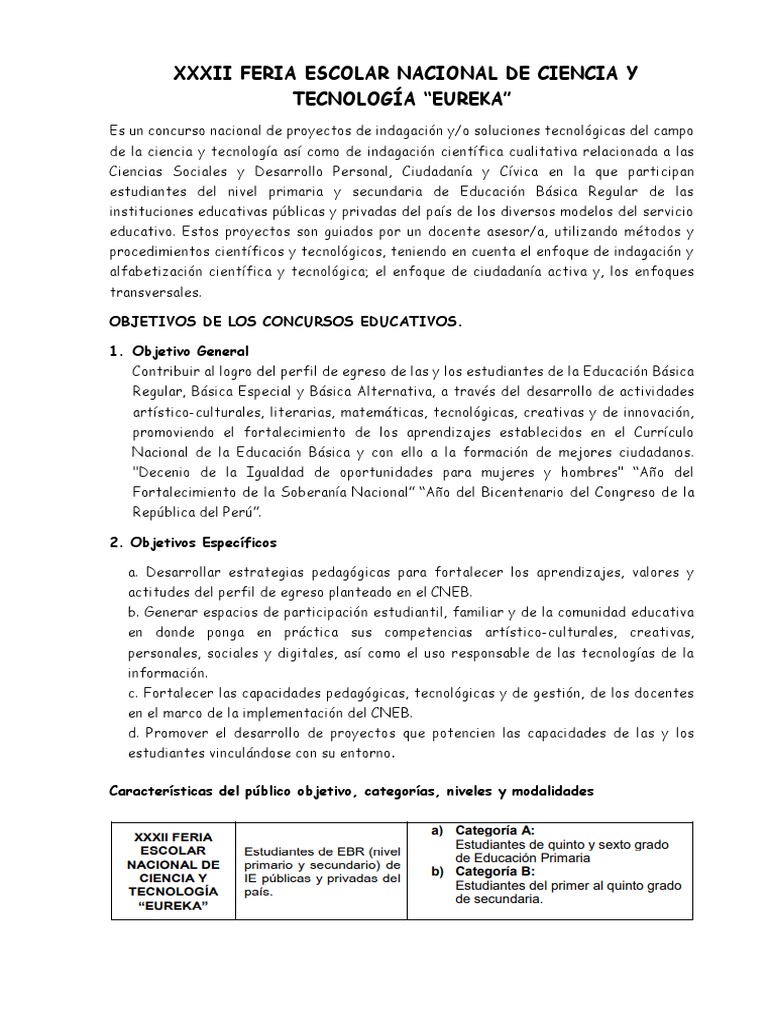 Feria Escolar de Ciencia y Tecnología 2023 | PDF | Educación primaria ...