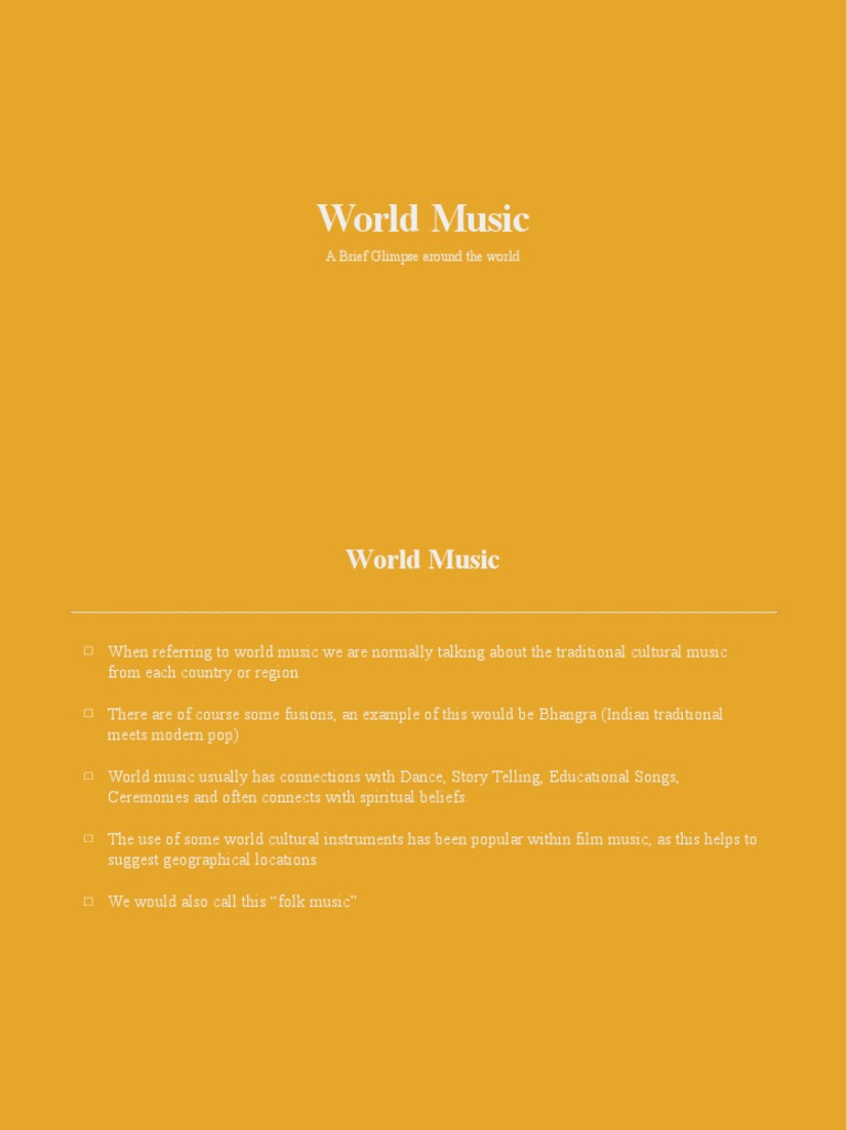 World Music A Brief Glimpse Around The World PDF String Instruments Sound