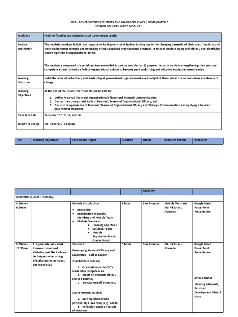 LGEMC Batch 5 Session Delivery Guide | PDF | Leadership | Public ...