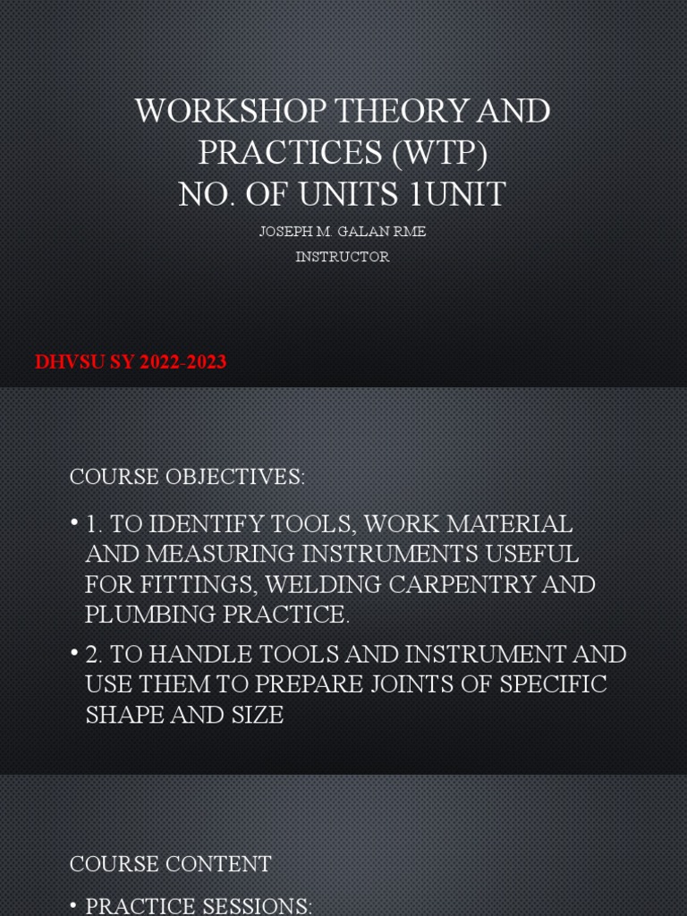 Workshop Theory and Practices Overview | PDF