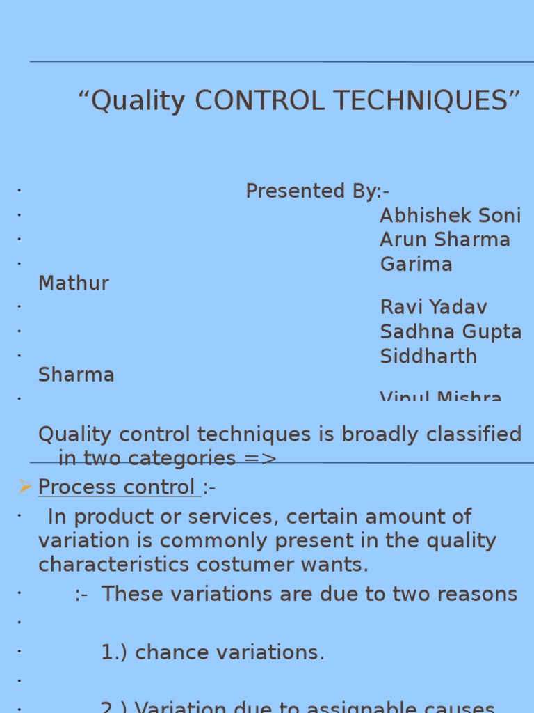 Quality Control Techniques | PDF | Technology & Engineering