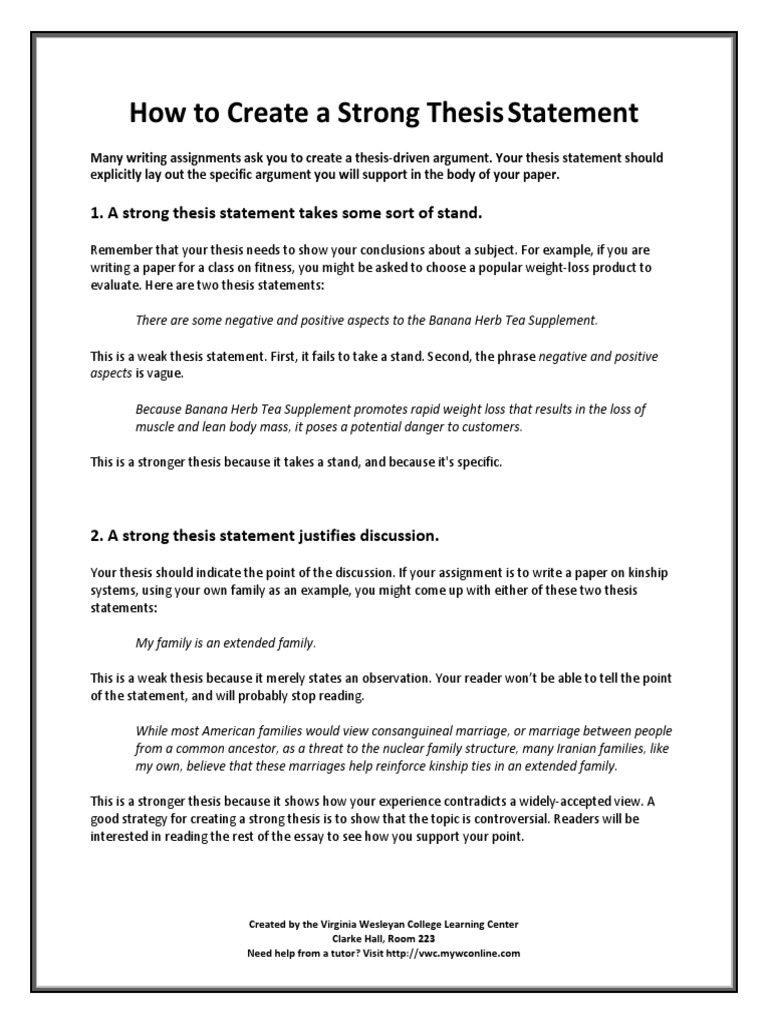 elements of thesis statement pdf