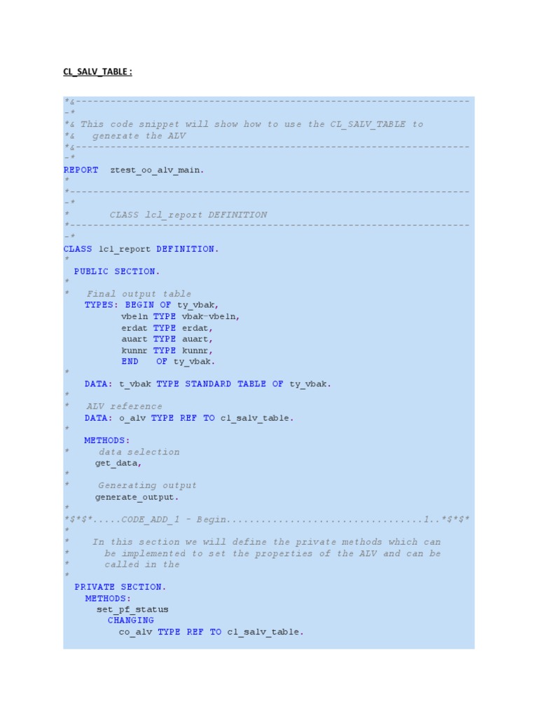 Using CL_SALV_TABLE for ALV Output | PDF | Method (Computer Programming ...
