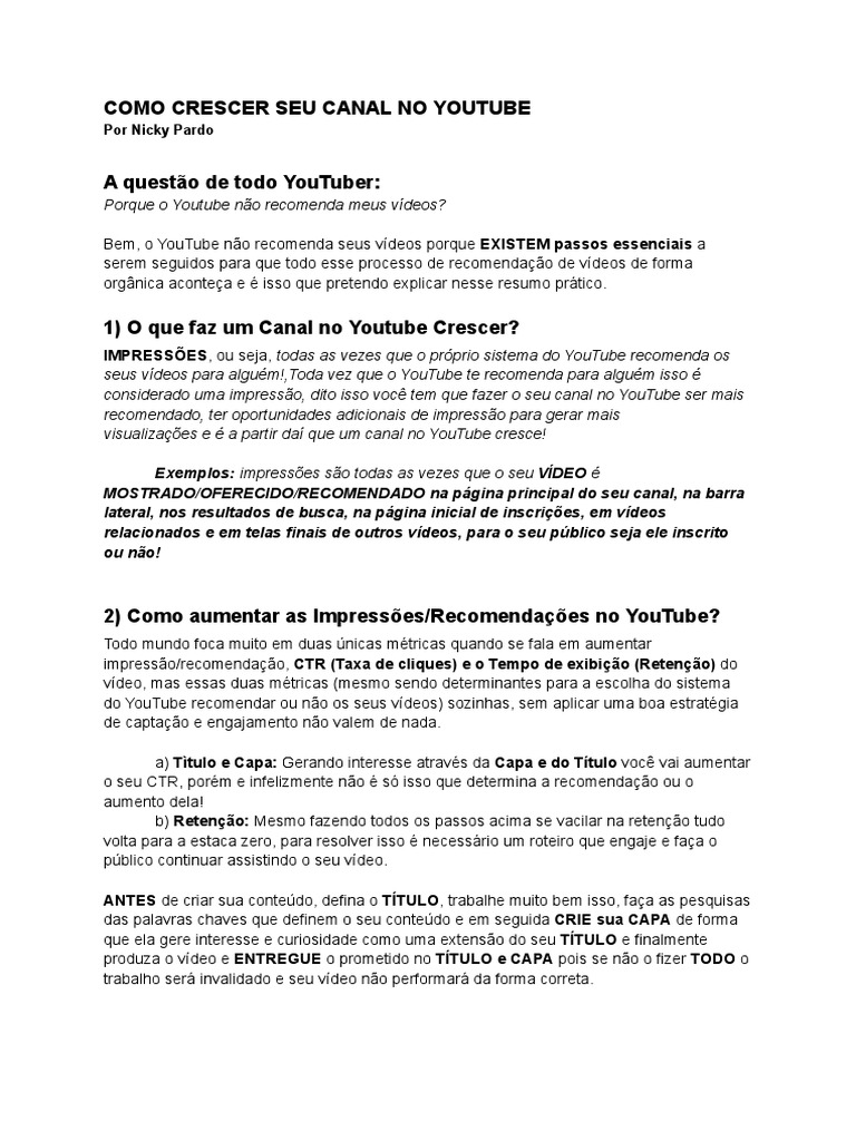 Estratégias para Crescer no YouTube | PDF | YouTube | SEO