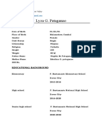 Lyza G. Pataganao: Personal Data