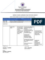 Weekly Home Learning Plan For One Subject: Day and Time Learning Area Learning Competency Learning Tasks Mode Od Delivery