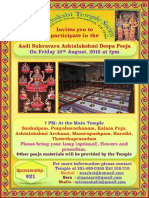 Invites You To Participate in The: Aadi Sukravara Ashtalakshmi Deepa Pooja