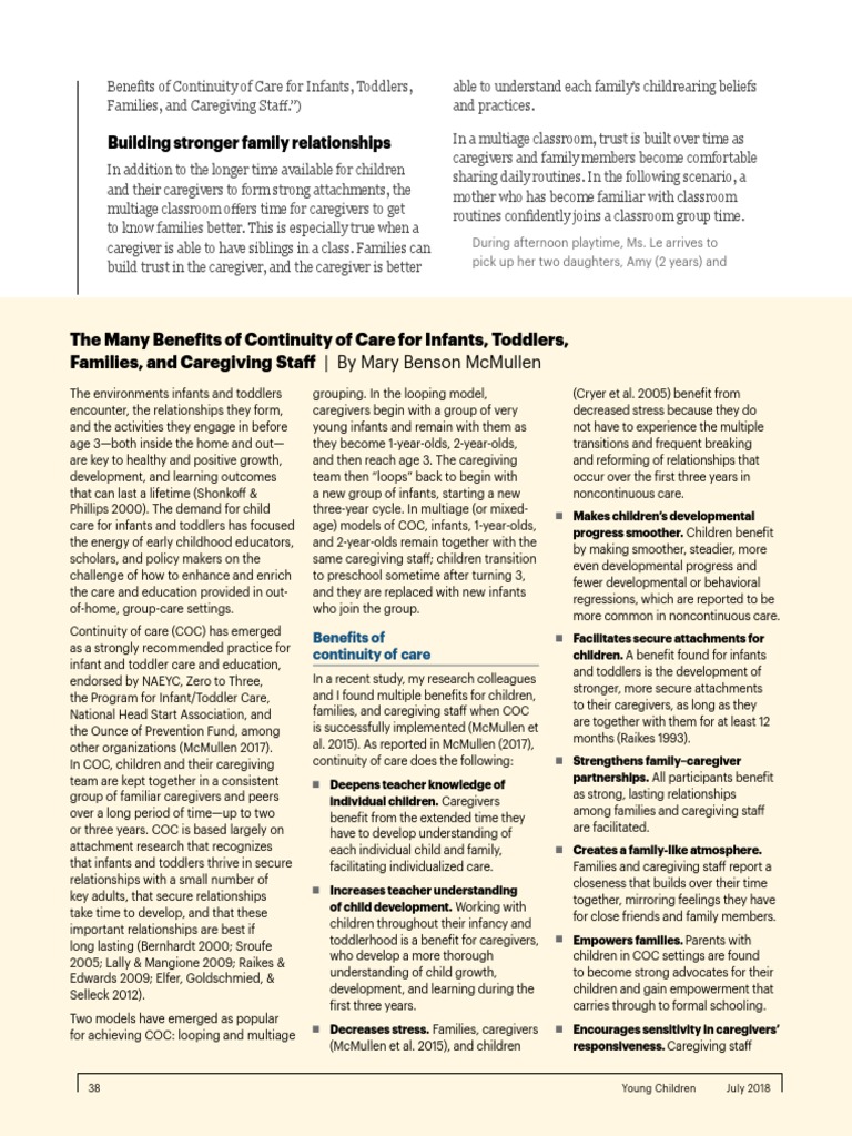 The Many Benefits of Continuity of Care | PDF | Attachment Theory | Infants