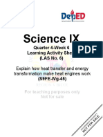 Science IX: Quarter 4-Week 6 Learning Activity Sheet (LAS No. 6)