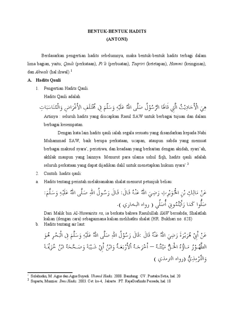 Bentuk-Bentuk Hadits - 240722 | PDF