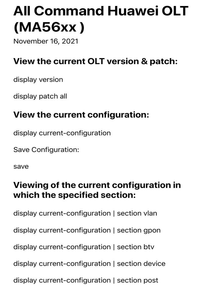 Huawei OLT Command Reference Guide | PDF | Internet Protocols | Command ...