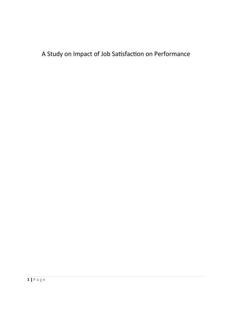 A Study On Impact of Job Satisfaction On Performance | PDF | Job ...