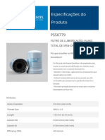 Especificações Do Produto: Filtro de Lubrificação, Fluxo Total de Spin-On