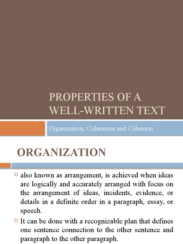 Properties of A WellWritten Text PDF Reason Word