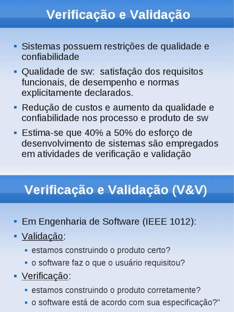 Testes2 - Verificação e Validação | PDF | Testes de software ...