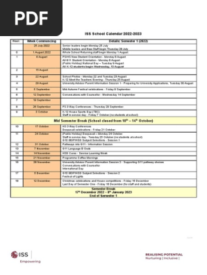 Iss School Calendar 2022-2023 1 | PDF | Academic Term | Schools