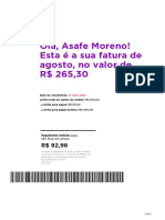 Fatura agosto R$265,30 venc 13/08