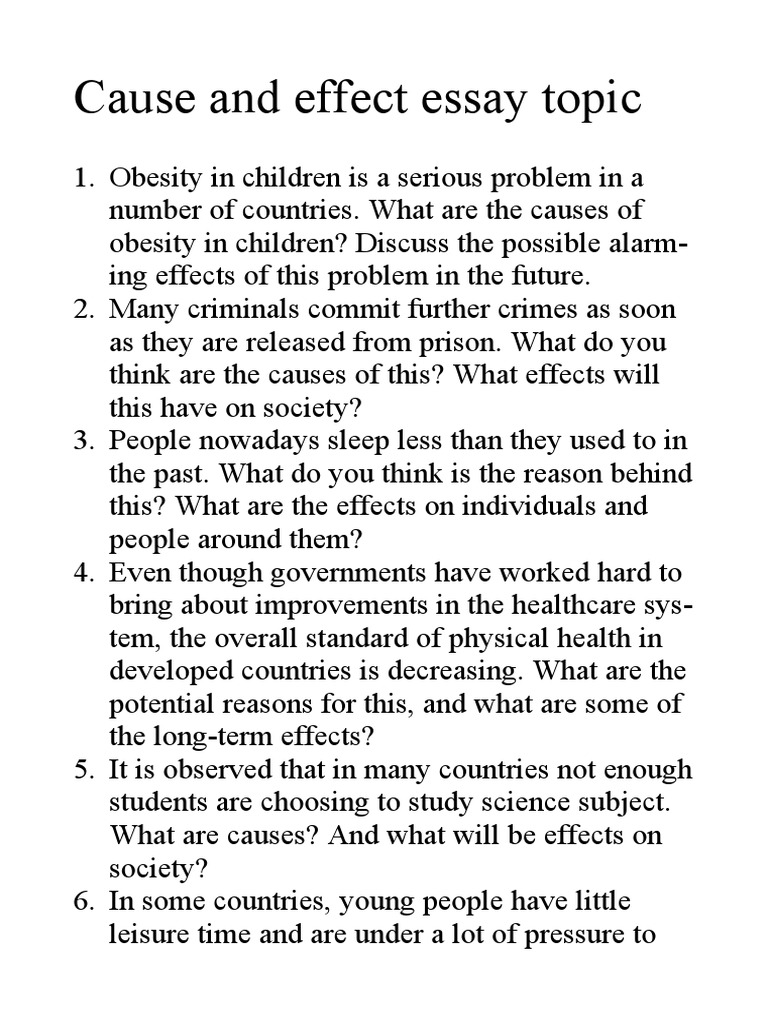Causeandeffectessaytopic PDF
