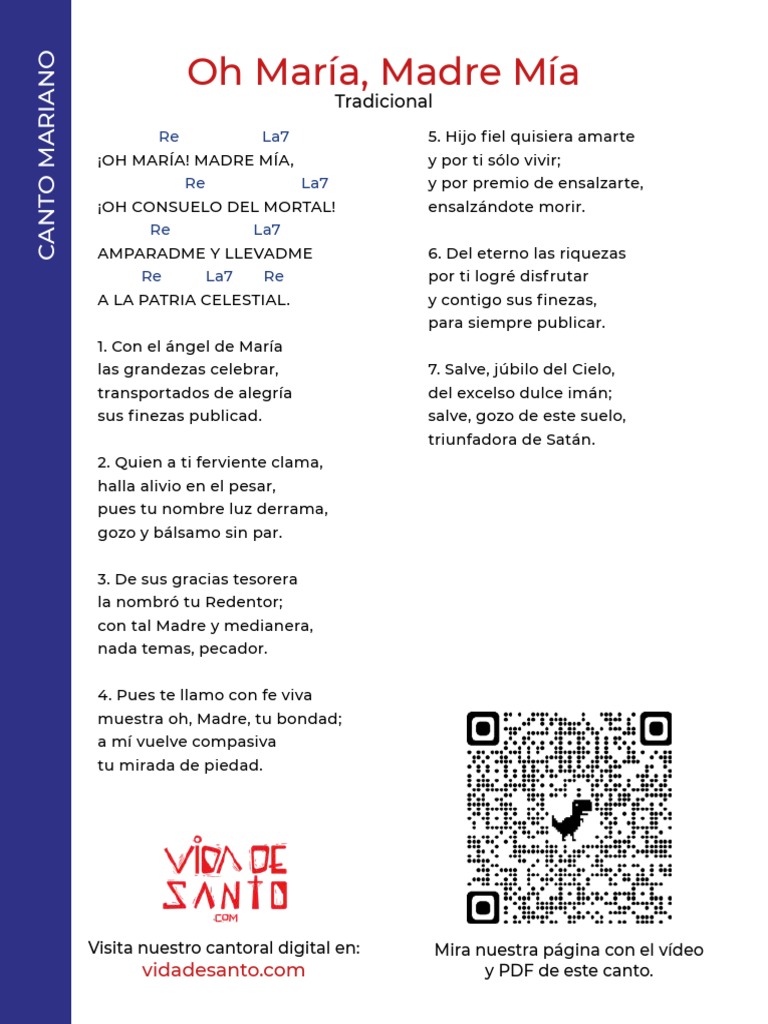 Oh Maria Madre Mi Acordes y Letra Canto Mariano PDF