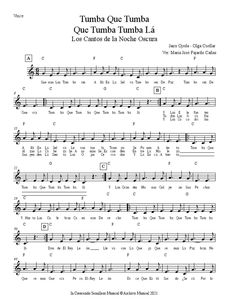 Tumba Que Tumba Que Tumba Tumba Lá Melodía + Cifrado PDF