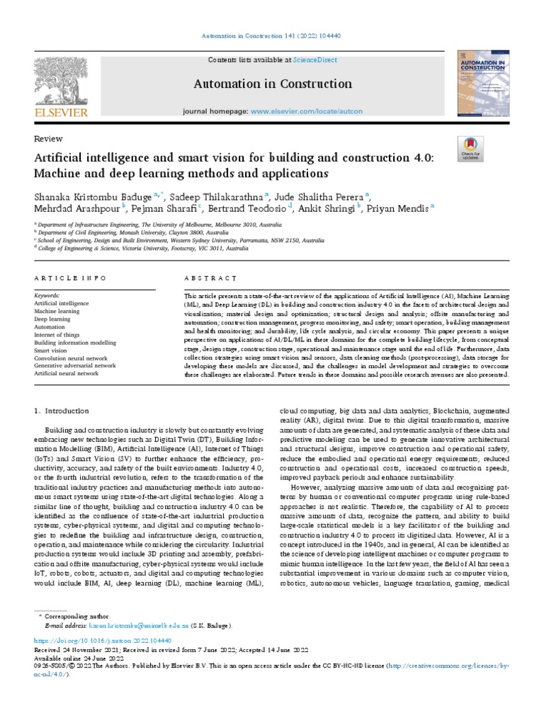 Automation in Construction | PDF | Machine Learning | Artificial Neural ...