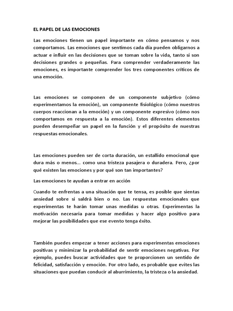 El Impacto de las Emociones en la Vida | PDF | Las emociones ...