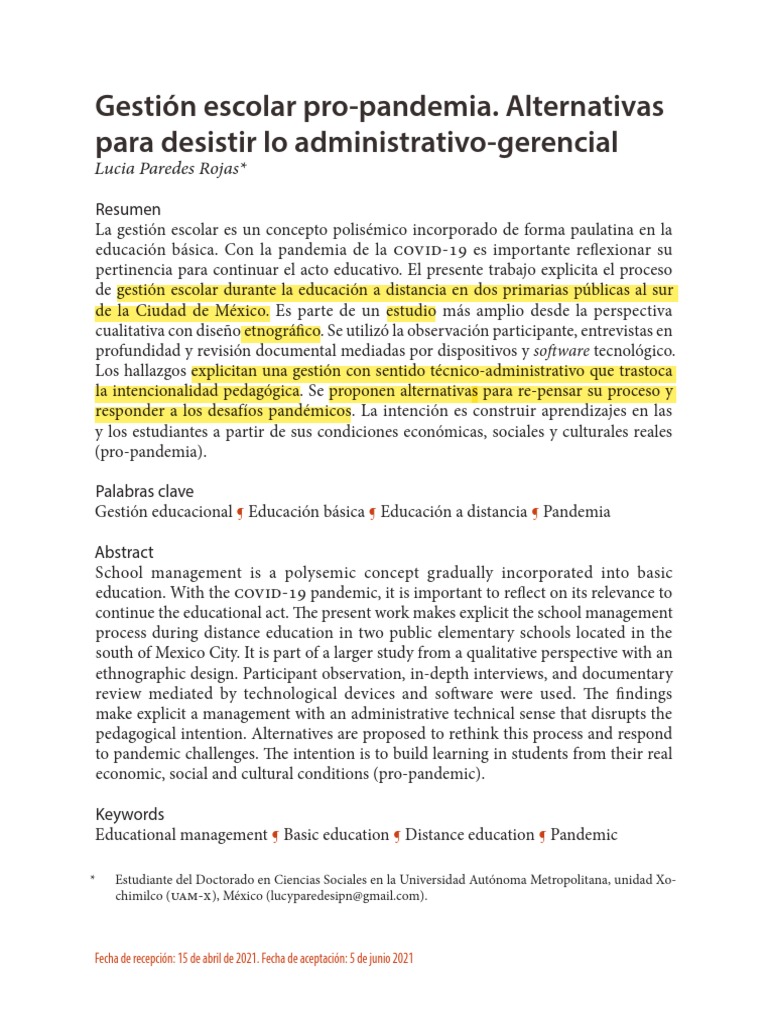 Gestión escolar en la pandemia COVID-19 | PDF | Método de enseñanza ...