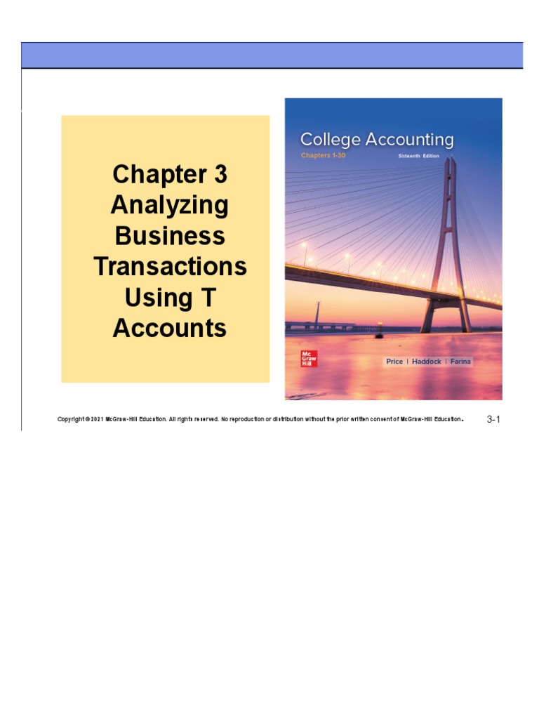 Analyzing Business Transactions Using T Accounts | PDF | Debits And ...