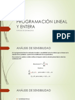 Programación Lineal y Entera Análisis de Sensibilidad