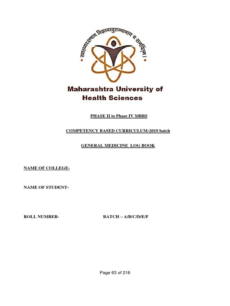 General Medicine Logbook for MBBS | PDF | Test (Assessment) | Clinical ...