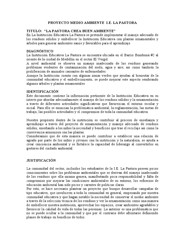 Proyecto Medio Ambiente | Descargar gratis PDF | Residuos | Entorno natural