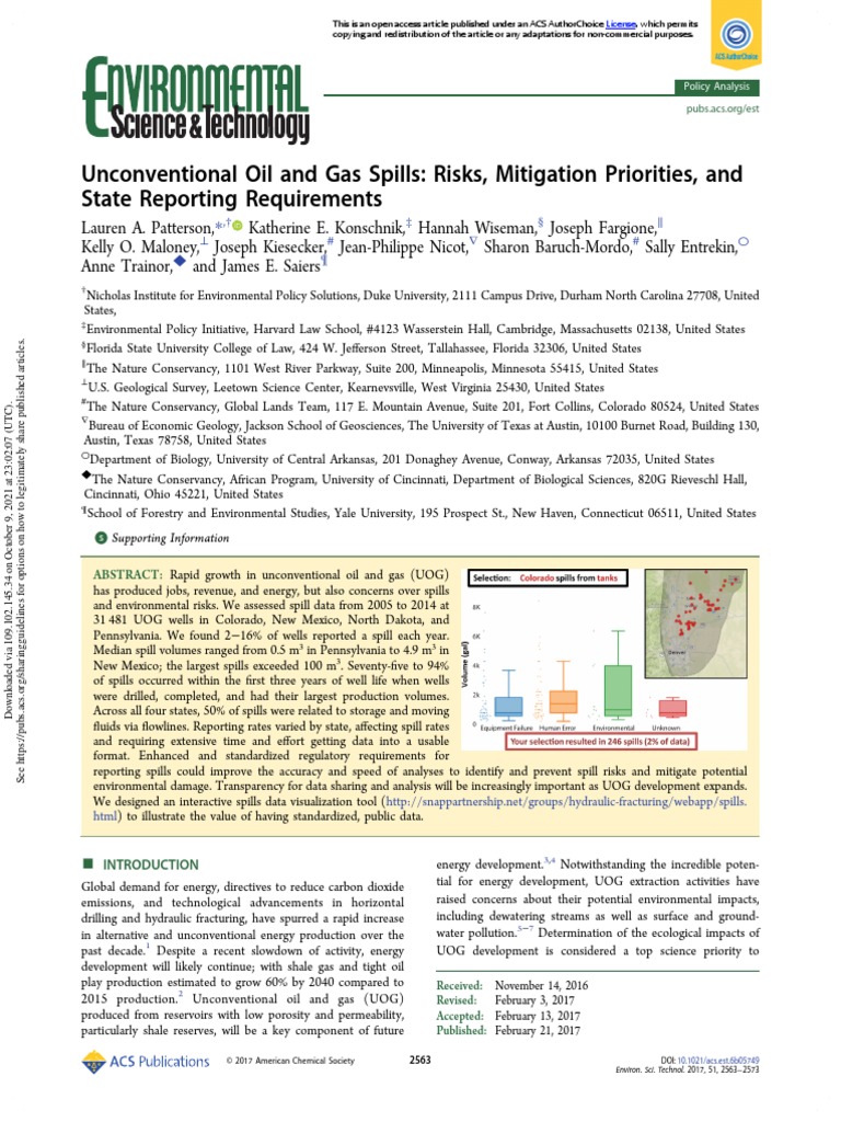 Patterson Et Al.2015 Unconventional Oil and Gas Spills Risks