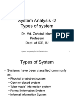 System Analysis - 2 Types of System: Dr. Md. Zahidul Islam Professor Dept. of ICE, IU