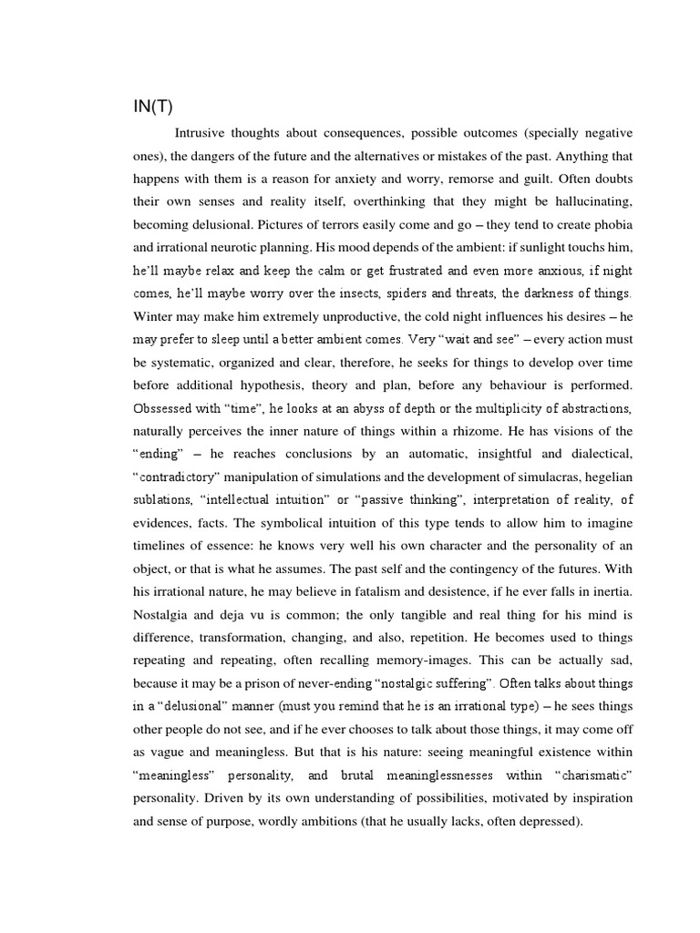Understanding the Thinker Personality | PDF | Thought | Feeling