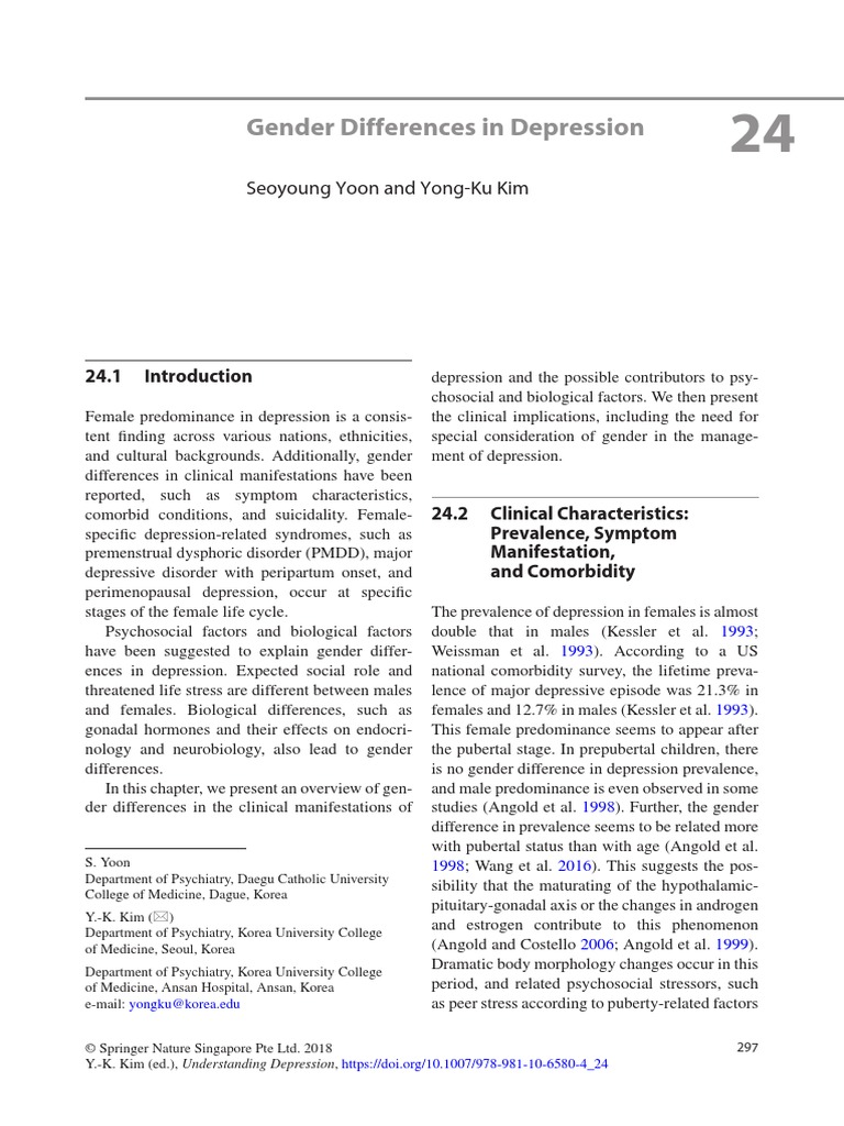 Gender Differences In Depression In Representative National Samples ...