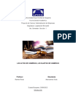 Análisis de los actos de comercio y sujetos de comercio según la legislación mercantil