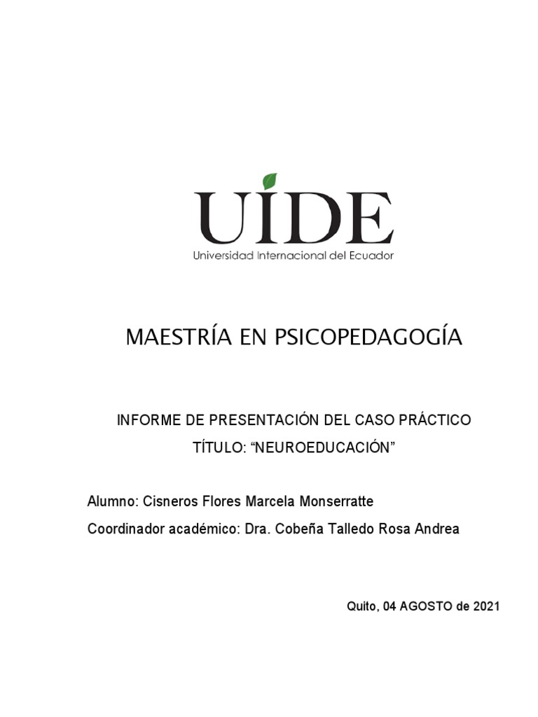 Informe de Caso Práctico en Neuroeducación | PDF | Inteligencia | Maestros