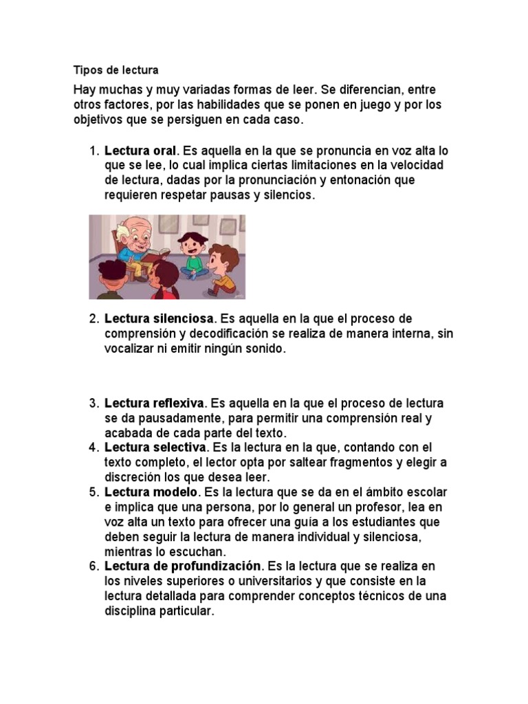 Tipos de Lectura y sus Características | PDF | Cognición | Ciencia ...