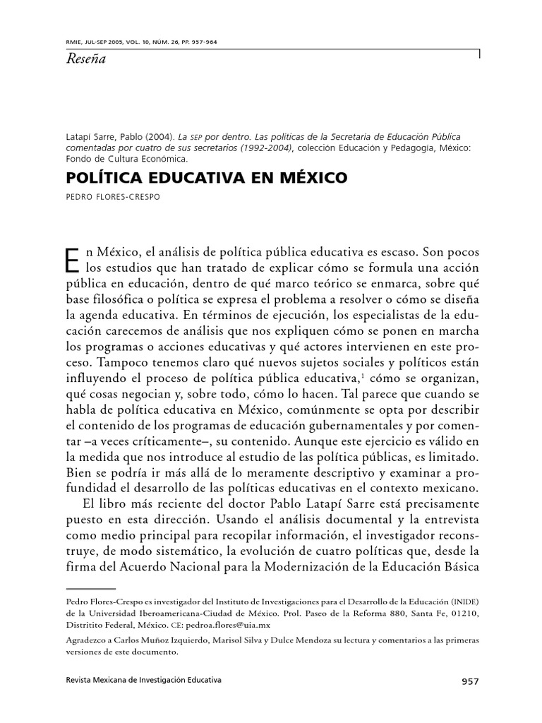 Análisis de la Política Educativa en México | PDF | México | Estado ...