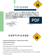 Certificado de treinamento de NR 18- Adauto de Souza Mota