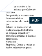 Prototipos Textuales y Las Características y Propósitos de Cada Uno