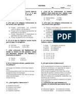 Examen de Historia Antigua con Preguntas sobre Civilizaciones Mesopotamia, China, Grecia, Roma e India