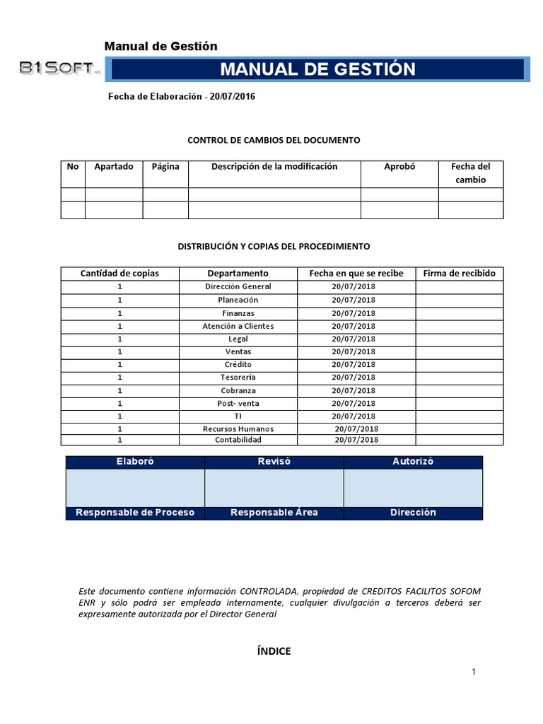 B1SOFT - Manual de Gestion | PDF | Calidad (comercial) | Seguridad de ...