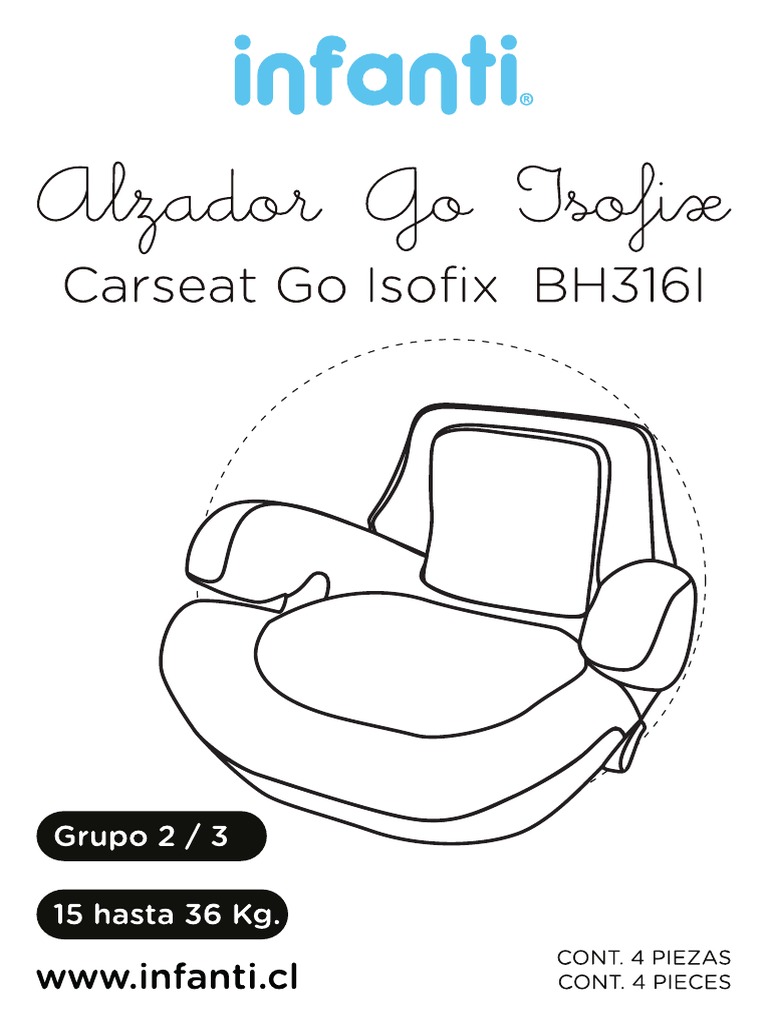 Silla auto alzador Go-Fix Isofix, Alzador con respaldo grupo 2/3 (15 a 36  Kg)