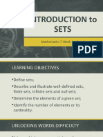 Introduction To Sets: Mathematics 7 Week 1 - Day 1