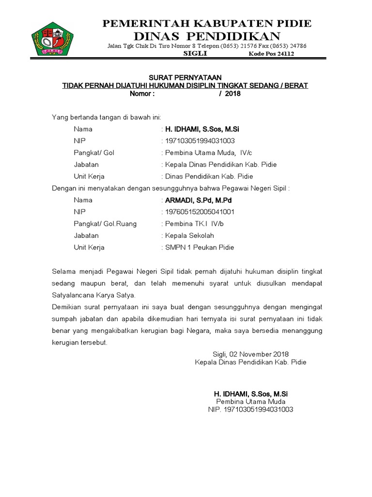Surat Pernyataan | PDF