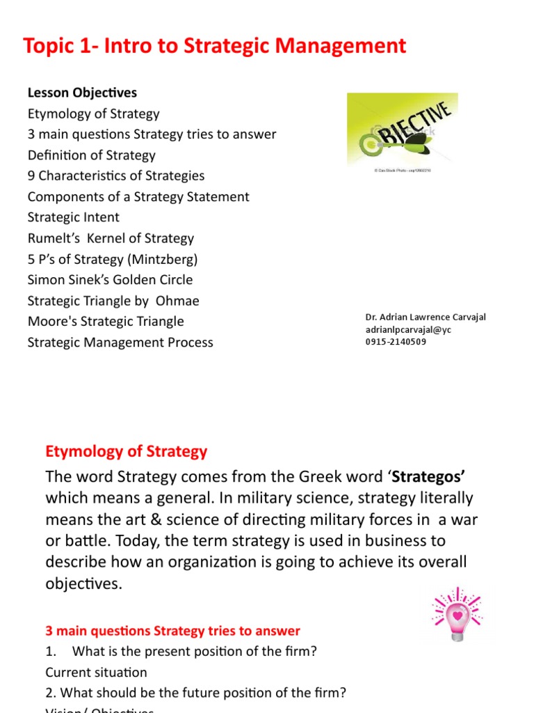 1 Topic 1 Intro To Strategic Management 012719 | PDF | Strategic ...